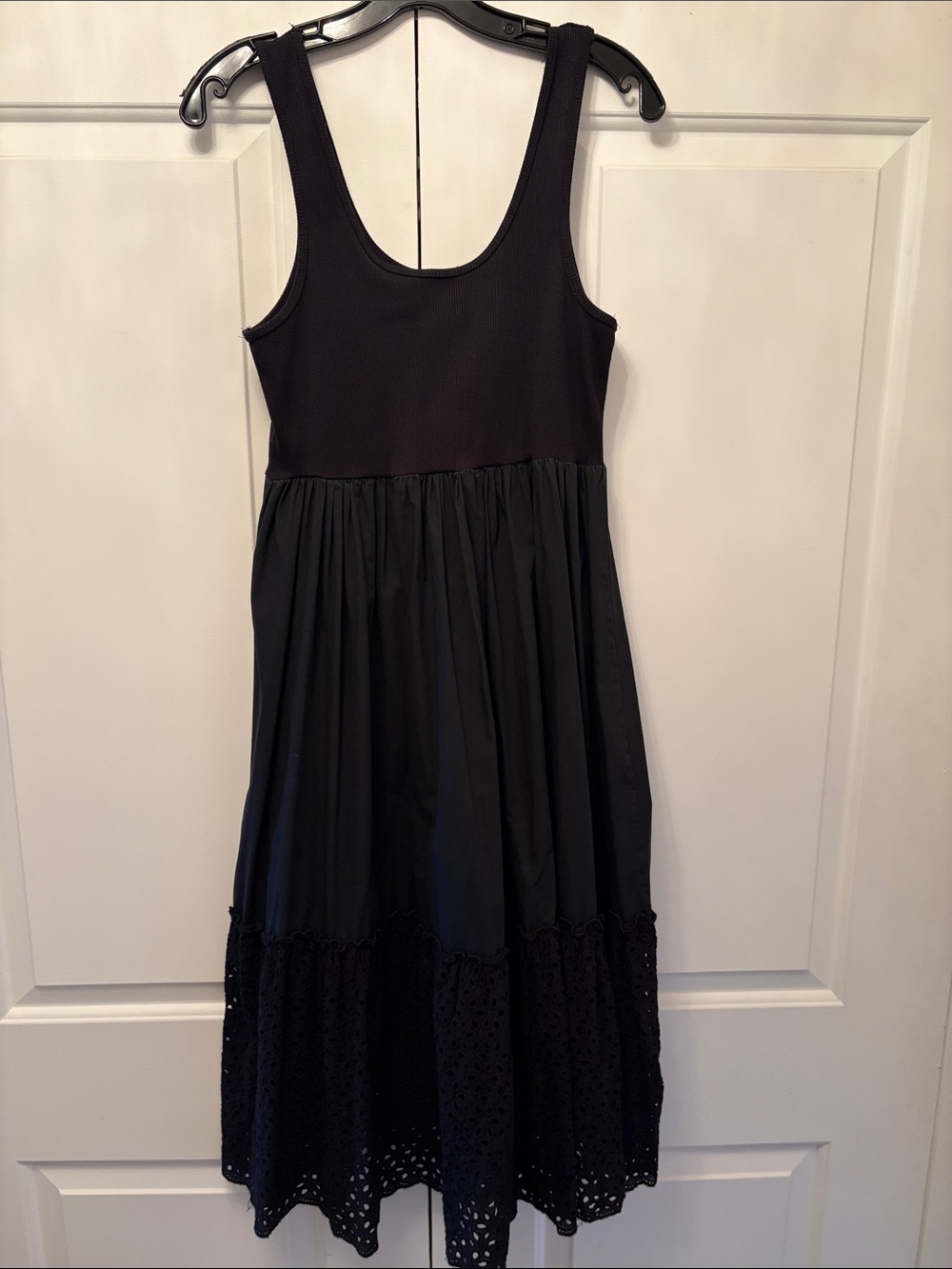 Aqua Bloomingdale’s 'Black Sleeveless Mixed Media Eyelet Hem Dress